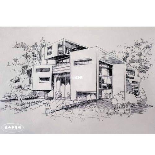 速写#现代建筑#—今日打卡(附加过程)_建筑_速写_绘画