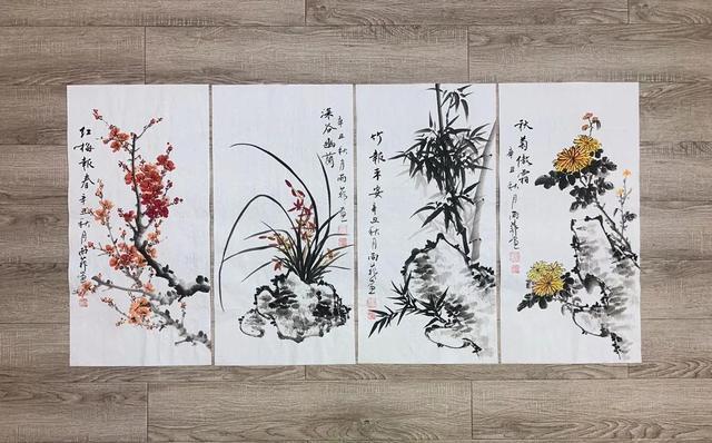 精品国画条屏花鸟牡丹梅兰竹菊