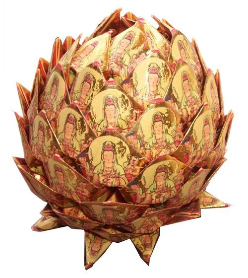 七彩色莲花金 观音金80张礼佛用品折纸金佛具用品拜拜金纸折莲花