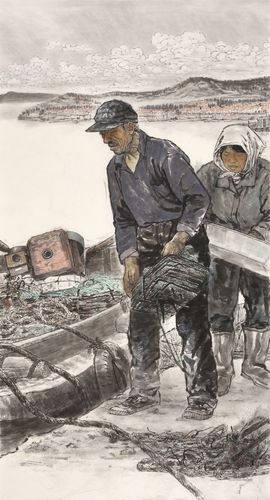 《田横岛渔民》180x97cm2018年《童年》2018年136x68cm《激情燃烧的