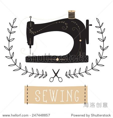 vintage sewing machine vector illustration