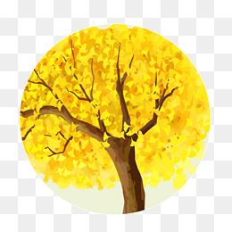 银杏叶果子秋天绿色手绘