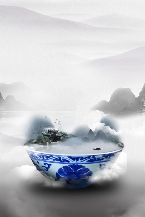 古风创意中华美食背景