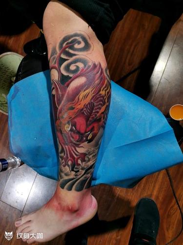 小腿全包_纹身图案手稿图片_吴家宾的纹身作品集