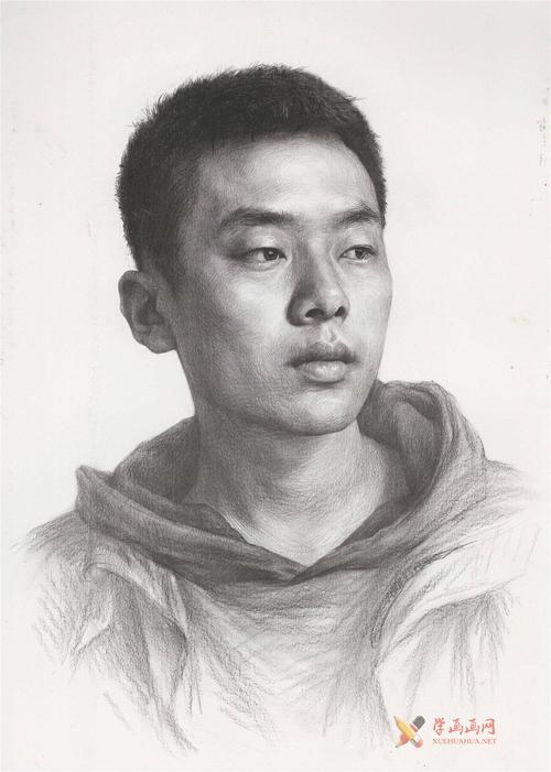 优秀人物素描作品青年男子素描头像的画法高清图片