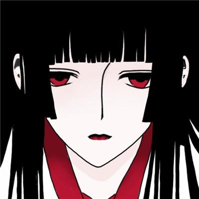 红眼黑发女生头像动漫二次元 平行线是形容友谊最完美