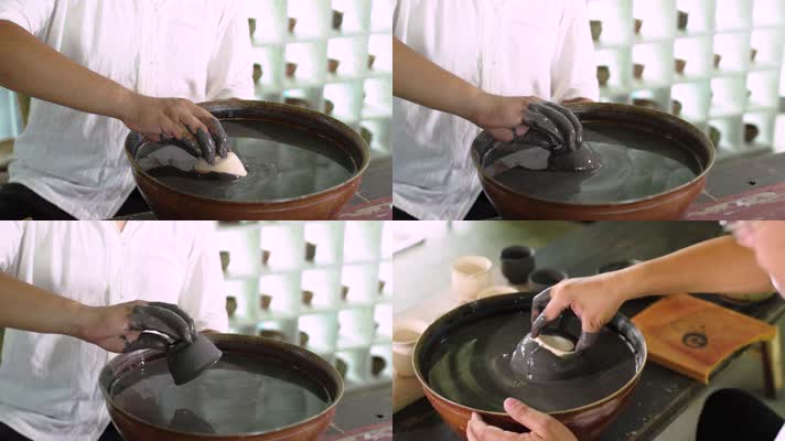 6,陶瓷制作工艺流程:上釉视频素材