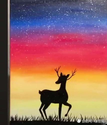美术生教你画星空小鹿,瞬间收获画出作品的快感,再简单也没有了