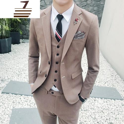 newlake2019新款西服套装男三件套修身小西装韩版新郎服装伴郎团结婚