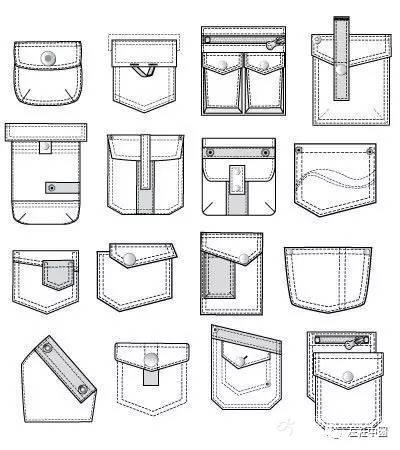 各式口袋的款式图绘制