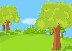 可爱树林卡通场景矢量图图片