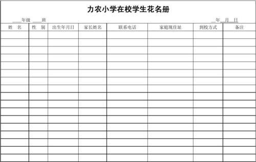在校学生花名册
