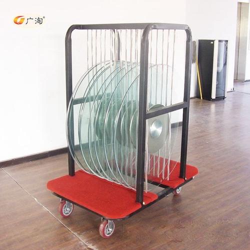 餐厅玻璃转盘推车酒店宴会家具餐桌转盘储运车玻璃转盘车 广淘