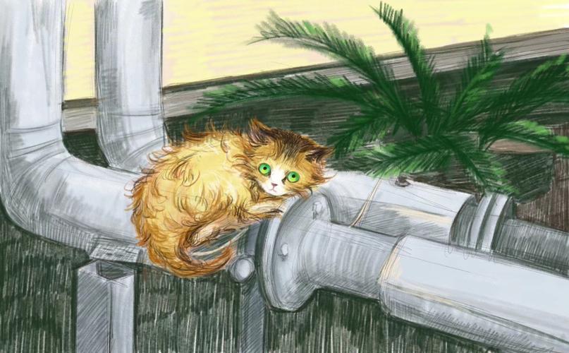 流浪猫|插画|儿童插画|吃豆芽的 - 原创作品 - 站酷