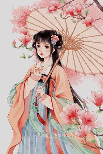 古风少女动漫绘图,愿我如星君如月