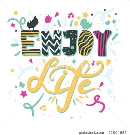 插图素材: enjoy life lettering. calligraphy inspiration