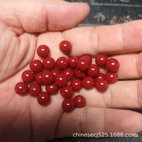 半孔阿卡珠子仿珊瑚圆形半孔珠珊瑚仿红珊瑚半孔珠珊瑚配件