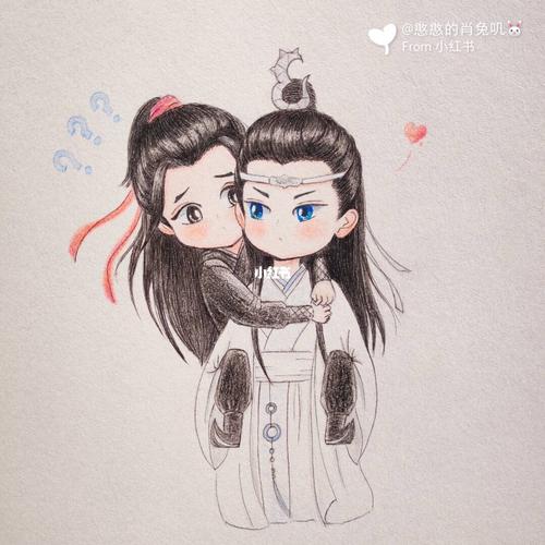 (原创)各种笔混合画的q版忘羡_陈情令_文化_绘画