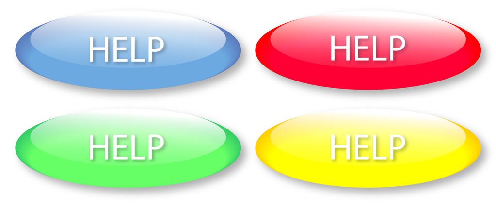 玻帮助按钮,孤立的白色背景上的玻的帮助按钮.