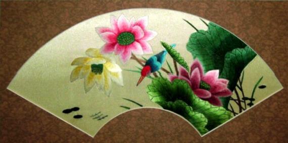 苏州高新区镇湖丝路花语画绣艺术馆 供应信息 工艺画 扇形手工刺绣画