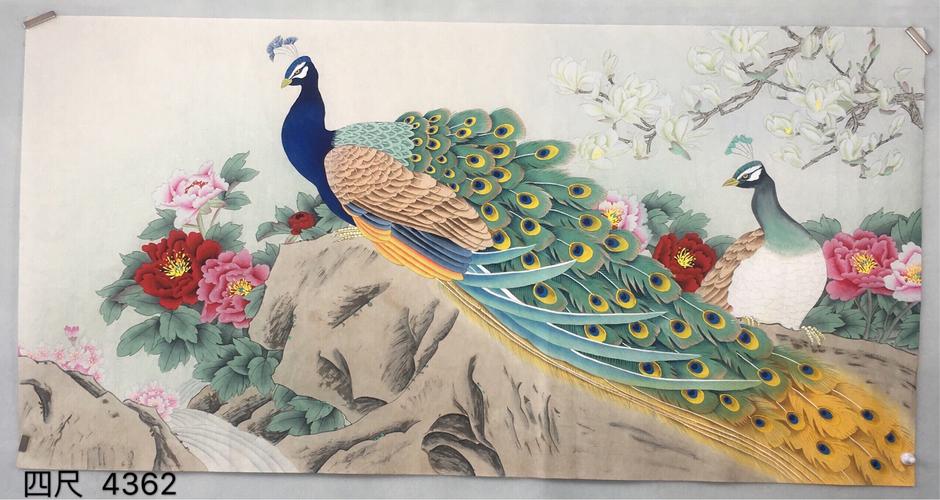 四尺工笔孔雀(68cm*138cm),代理价格:280元/幅,不包邮!