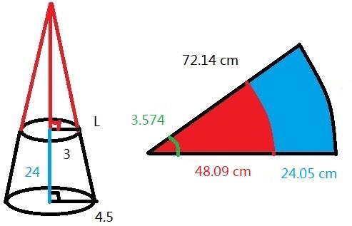 我要做一个上直径9cm,高24cm,下直径6cm的漏斗,要怎么