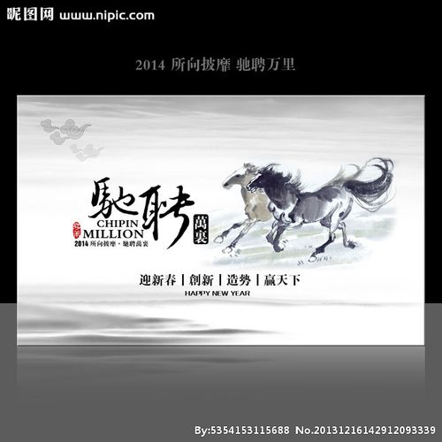 舞台 马年春节贺卡名信片 马到成功中国风展板 驰骋万里春节励志展板