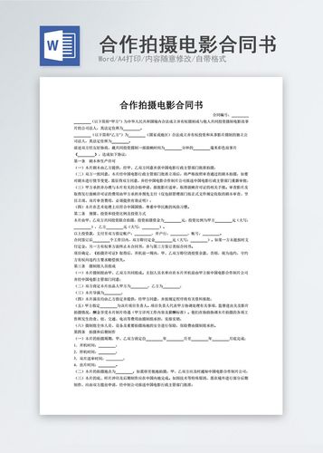 合作拍摄电影合同书合同协议文档word模板