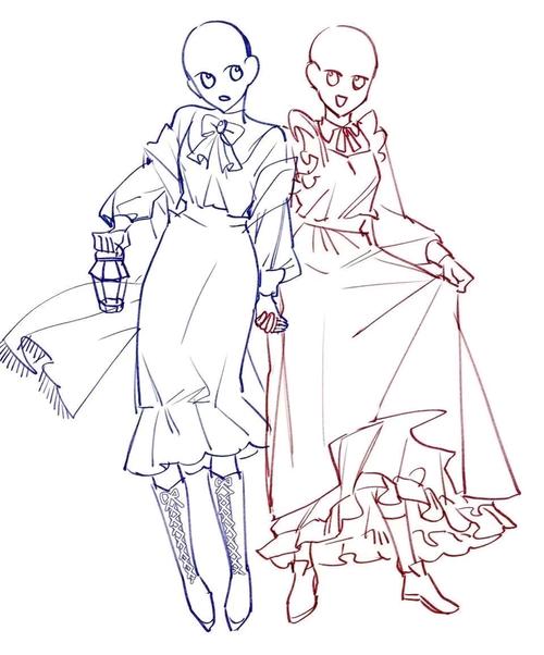 绘画素材一些双人绘画模板