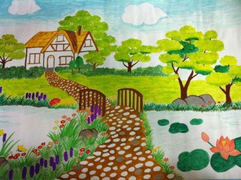 幼儿简笔画茶树林