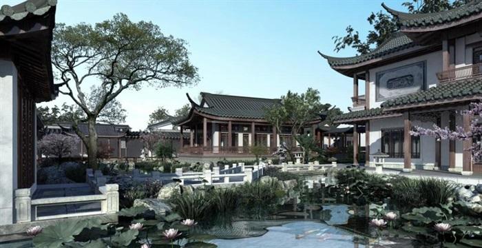 中式传统古典园林景观园林私人度假民宿别墅区商业活动会馆休闲山庄