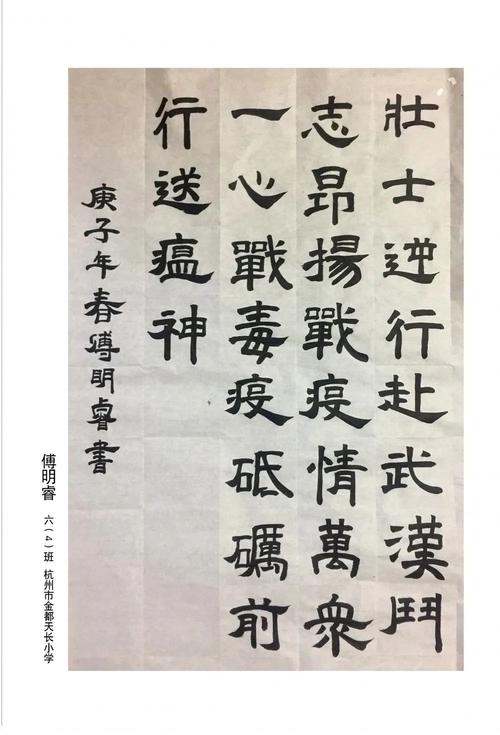书写战疫情暖人间杭州市金都天长小学防疫抗疫师生主题书法展