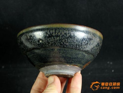 *山西怀仁窑黑釉银油滴敞口盏----釉水一流