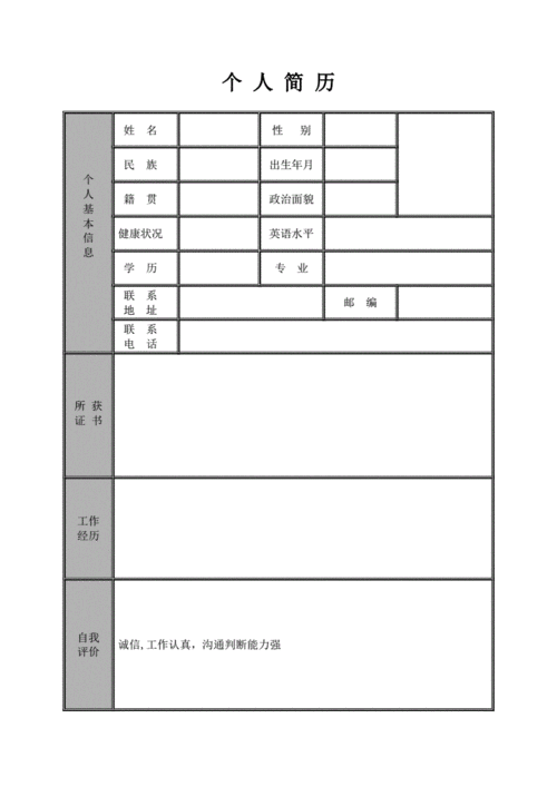 个人简历模板空白 .pdf 2页
