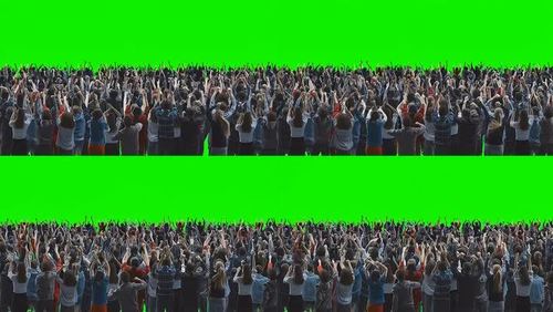 欢呼人群绿幕抠像素材
