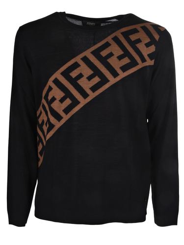 men"s diagonal-logo wool pullover sweater in black