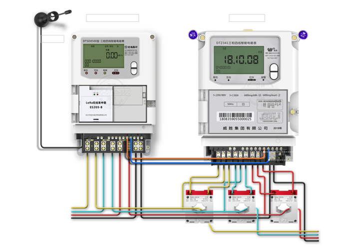 接线图 — 内置lora模块电表 485电表组网方案