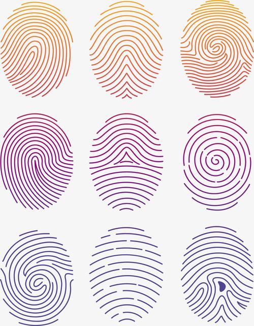 不同颜色和样子的指纹免抠素材免费下载_觅元素51yuansu.com