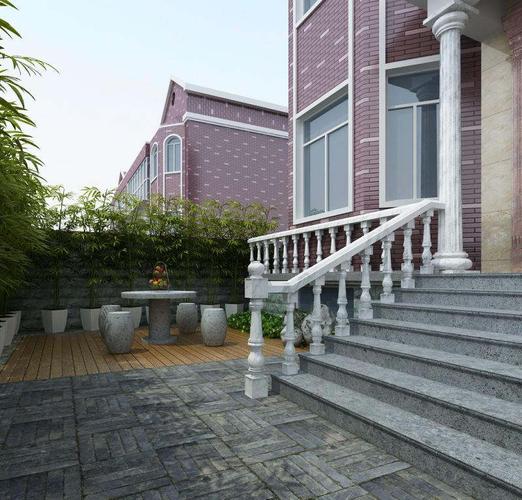 安阳自建房中式风格装修效果图----大门台阶样板间效果图