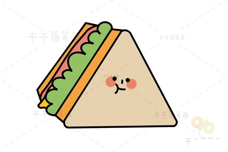 芝士火腿三明治简笔画