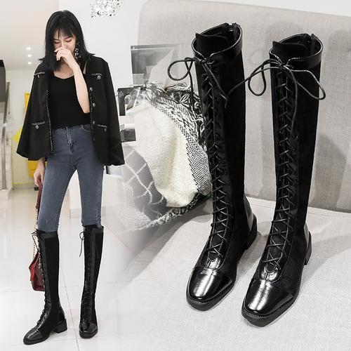 长筒马丁靴女英伦风绑带