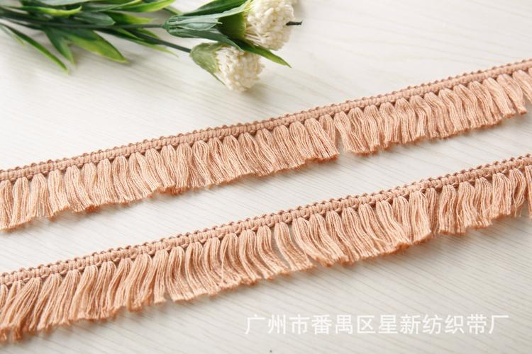 淡粉色流苏 勾边牙边服装沙发童装专用吊穗流苏织带厂家直供