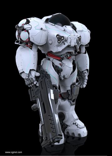 未来人类机甲作战机甲星际争霸2机枪兵模型设计
