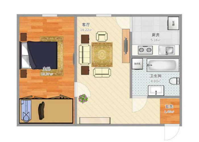 上海1室1厅1卫43㎡-场东公寓户型图-买房大师
