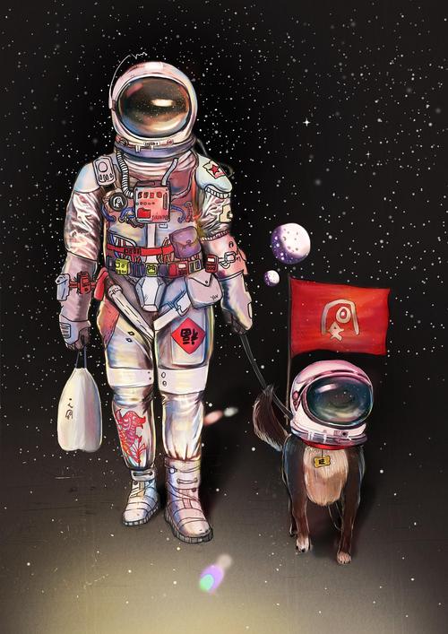 太空漫游-宇航员系列|插画|商业插画|瓦擦醋 - 原创作品 - 站酷