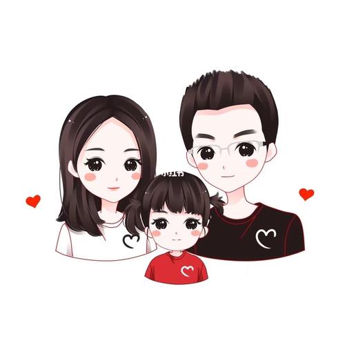 手绘头像卡通头像全家福一家三口_头像_全家福_卡通头像_手绘_情侣