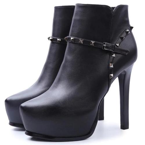 黑色朋克风防水台高跟鞋,性感的朋克风格