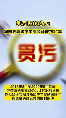 广西南宁宾阳高中原会计贪污1200多万元用于投资被判处有期徒刑14年