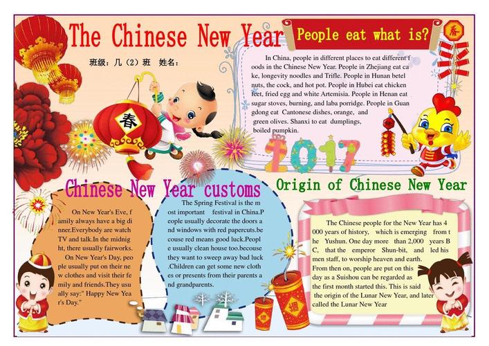 a4春节英语电子小报模板下载手抄报黑板报小报模板可编辑可打印