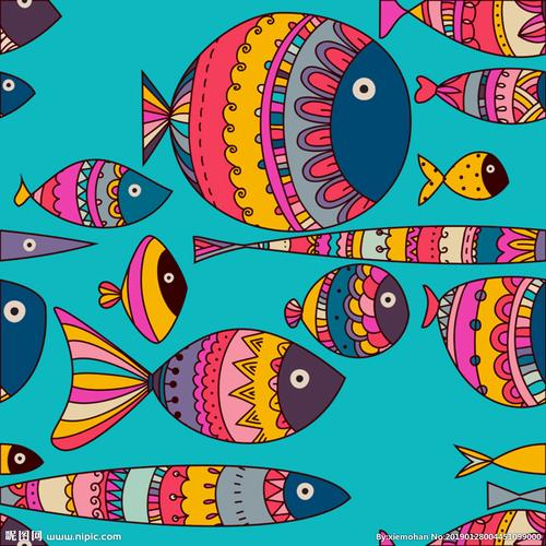 卡通花纹鱼背景图片
